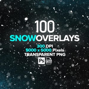 100 Falling Snow Photoshop Overlays, Snowflake Overlays, Realistic Snow Overlays, Winter Overlays, Christmas Background, Digital Download