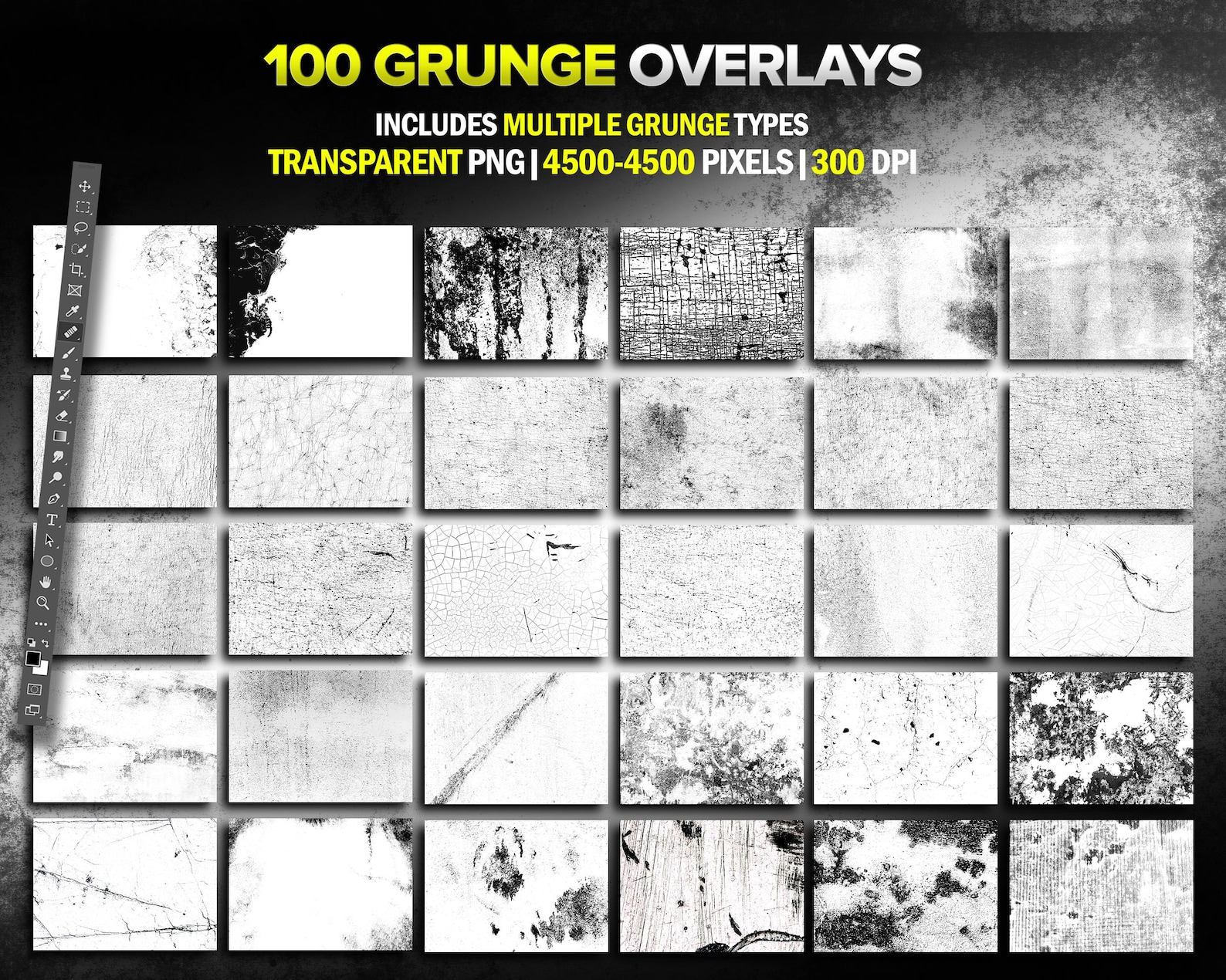 Distressed Grunge Pattern 100 Grunge Texture Overlays, Distressed Rough Textures, Grunge Pattern ...