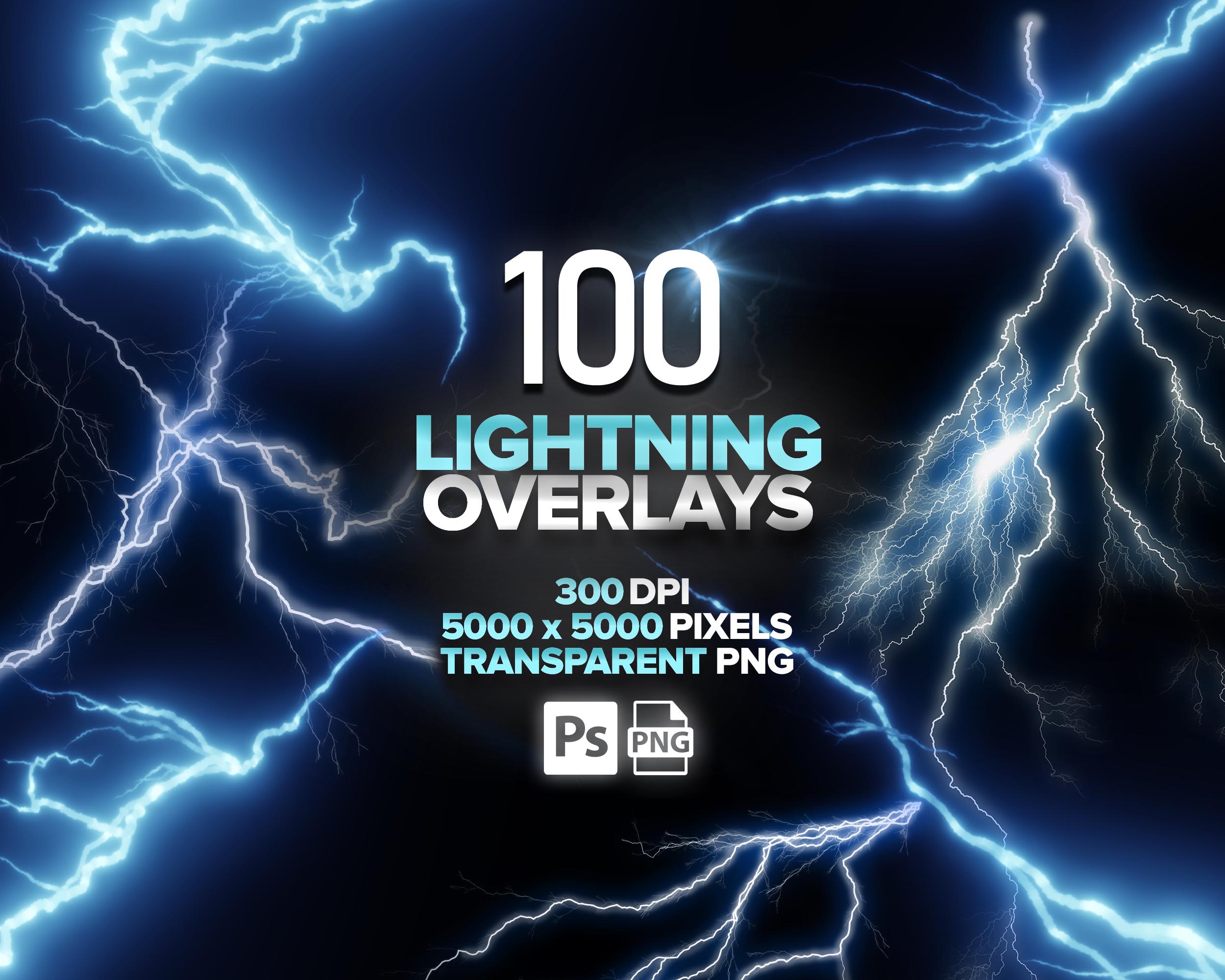 100 Lightning Photoshop Overlays , Realistic Lightning Effects ...