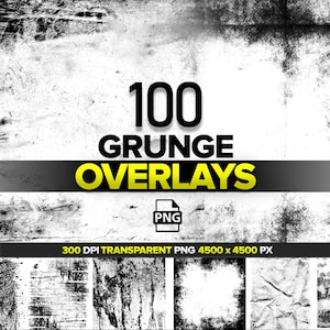 100 Grunge Texture Overlays, Distressed Rough Textures, Grunge Pattern PNG, Vintage Grunge