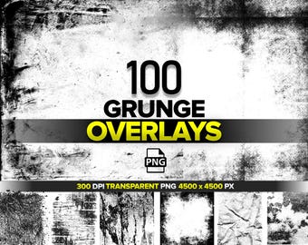 100 Grunge Texture Overlays, Distressed Rough Textures, Grunge Pattern PNG, Vintage Grunge