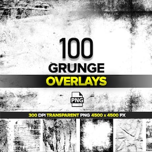 100 Grunge Texturen Overlays, Distressed Raue Texturen, Grunge Muster PNG, Vintage Grunge