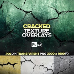 30 Cracked Texture Overlays, Transparent Cracks, Grunge Textures, Dry Earth Cracks, Photoshop Overlay, Digital Download