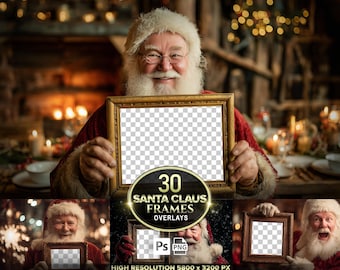 Santa Holding Picture Frame PNG, Father Christmas, Photography