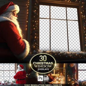 30 Christmas Window Overlay, Winter Window Panes, Snowy Backdrop, Christmas Overlay Frames, Transparent Png