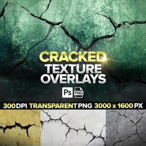 30 Cracked Texture Overlays, Transparent Cracks, Grunge Textures, Dry Earth Cracks, Photoshop Overlay, Digital Download