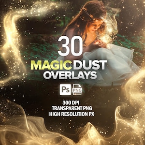 Magic Dust Overlays, Pixie Dust, Fairy Dust, Gold Glitter Clipart, Sparkles Png, Digital Download