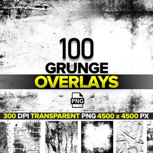 100 Grunge Texture Overlays, Distressed Rough Textures, Grunge Pattern PNG, Vintage Grunge