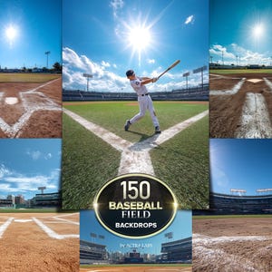 150 Baseball Field Backdrops, Softball Backgrounds, Sports Photo Bundle, Digital Background