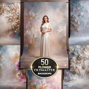 50 gamla mästarbakgrunder, blomsterstudiobakgrund, för gravidfotografering med bröllop, Photoshop-texturbakgrund