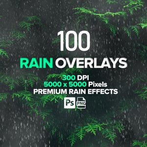 100 Rain Overlays For Photoshop, Realistic Rain, Falling Rain Overlay, Raindrops, Rain Showers, Photography Overlays, Digital Download