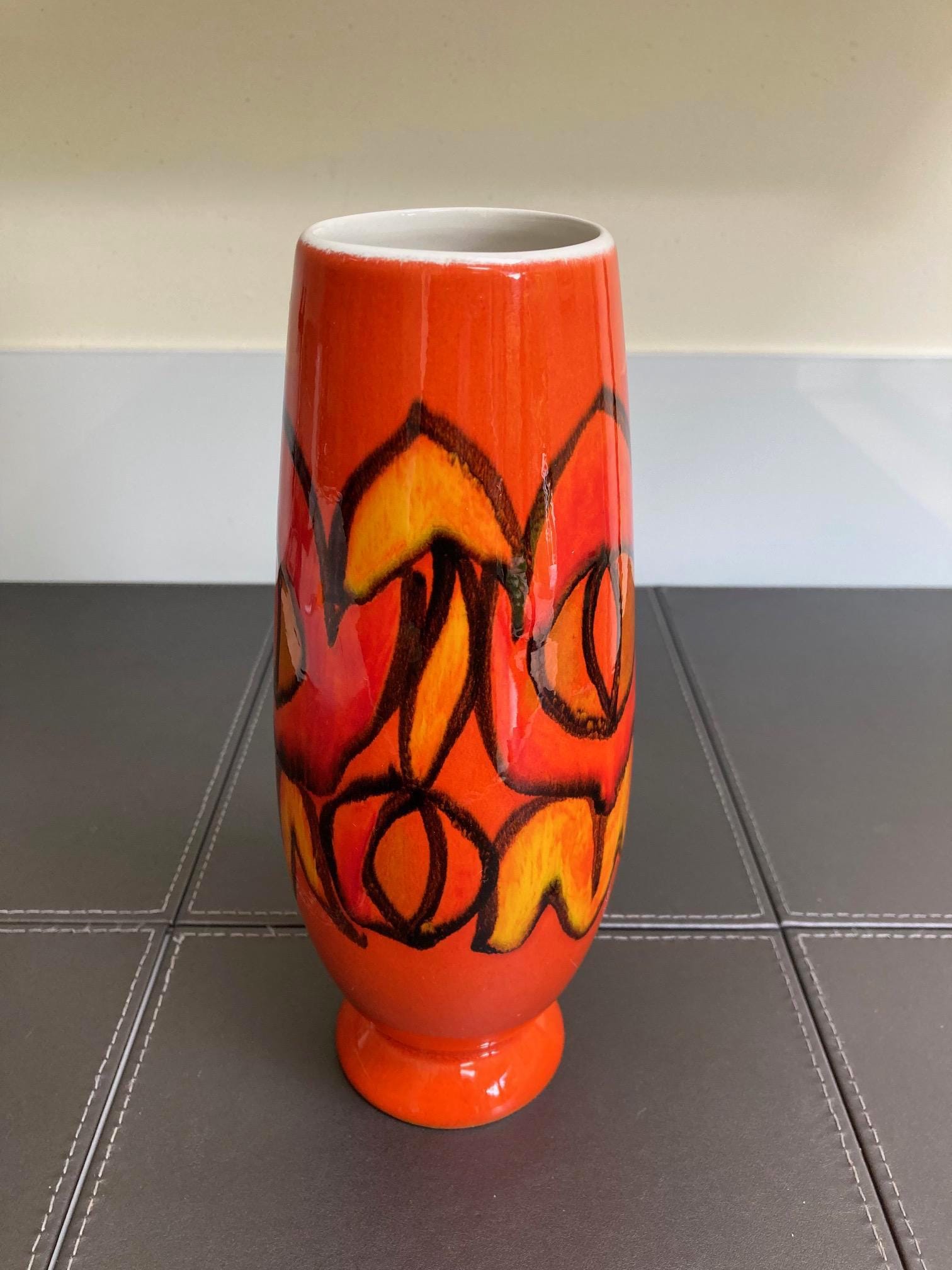 Poole Pottery Delphis Vase: Burnt Orange Rocket Design No. 15 - Etsy