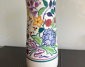 Jarrón de cerámica tradicional Poole Pottery de 41 cm de altura, pintado a mano, con patrón BN, de los años 60/70.
