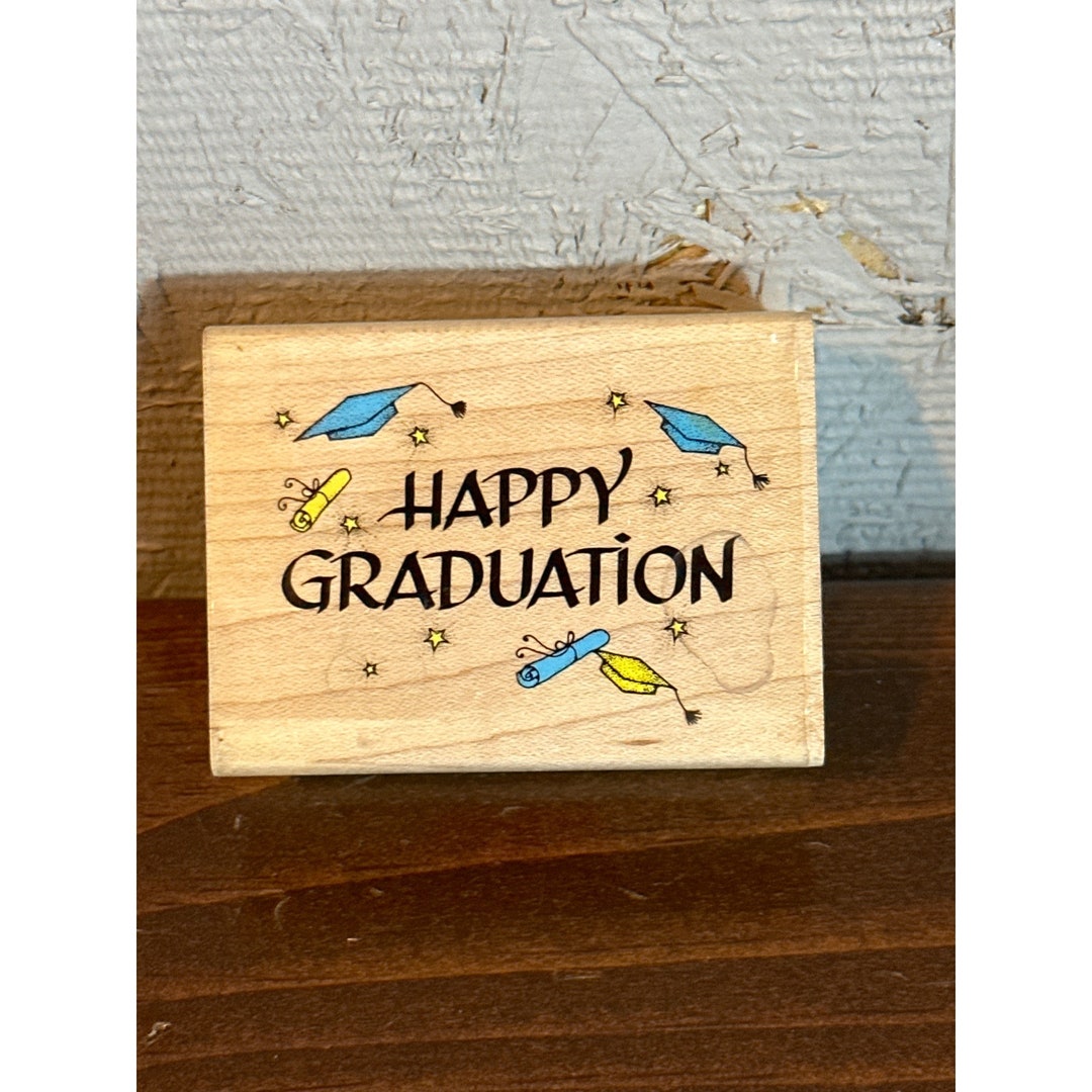 Happy Graduation Rubber Stamp E374, Graduation Cards, Graduation Stamp
