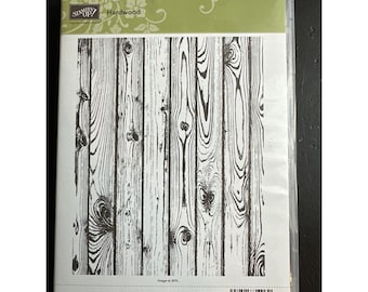 Stampin Up Hardwood Background Stamp Red Cling Rubber Stamp