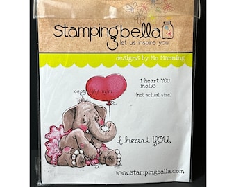Stamping Bella "I Heart You" Elephant Cling Rubber Stamp M0195