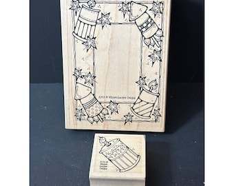 Whipper Snapper Designs Patriotic Firecracker Frame & Candle Rubber Stamp Bundle
