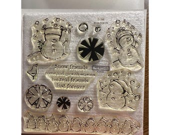 CTMH D1244 Snow Friends Clear Cling Mount Stamp Set Snowmen