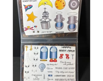 Peachy Keen Robot Cling RubberStamp Set