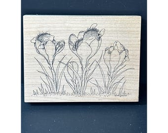 House Mouse Rubber Stamp, Sleeping In The Crocus, PSX Personal Stamp Exchange