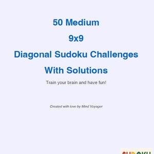 50 Medium 9x9 Diagonal Sudoku Challenges