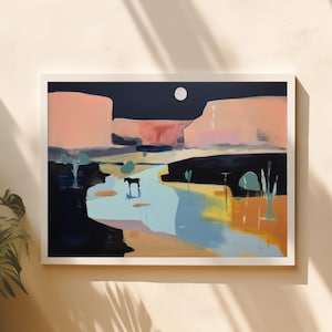 Auto-riflessione / Download digitale / Arte murale stampabile / Deserto / Poster vintage del parco nazionale / Pittura a olio / Tutti I BELLI CAVALLI