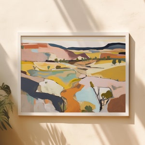 Paesaggio patchwork / Download digitale / Arte murale stampabile / Deserto / Poster vintage del parco nazionale / Pittura a olio / Tutti I BELLI CAVALLI
