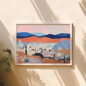 Tutti i bei cavalli / Download digitale / Arte murale stampabile / Deserto del Messico / Poster vintage del parco nazionale / Dipinto a olio