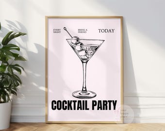 Cocktail Party Print, Poster, Wall Art, Digital Art, Trendy, Room Decor, Apartment Decor