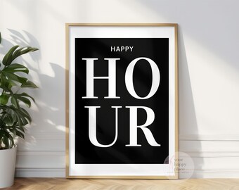 Happy Hour, Poster, Wall Art, Digital Art, Trendy, Room Decor, Apartment Decor