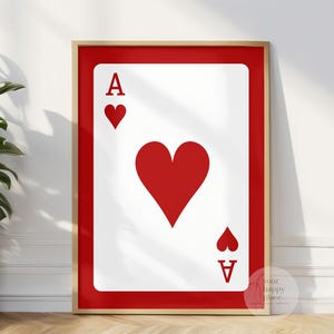 Big Red Ace of Hearts, Poster, Wall Art, Digital Art, Trendy, Room Decor, Apartment Decor