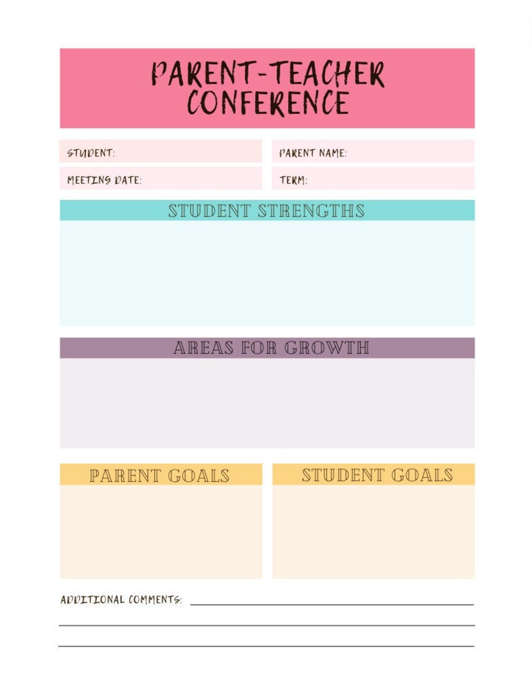 Parent-teacher Conference Sheet - Etsy