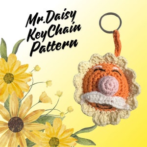 Whimsical Beginner&#39;s Crochet: Mr. Daisy Keychain - Instant PDF Download, PDF Key Chain Crochet Pattern, Birthday Gift, Digital PDF Download