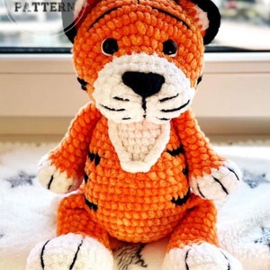 DIY Big Plush Tiger Amigurumi Crochet Pattern - Step-by-Step Instructions, PDF Crochet Pattern,  PDF Download, Big Plush Tiger Toy Pattern
