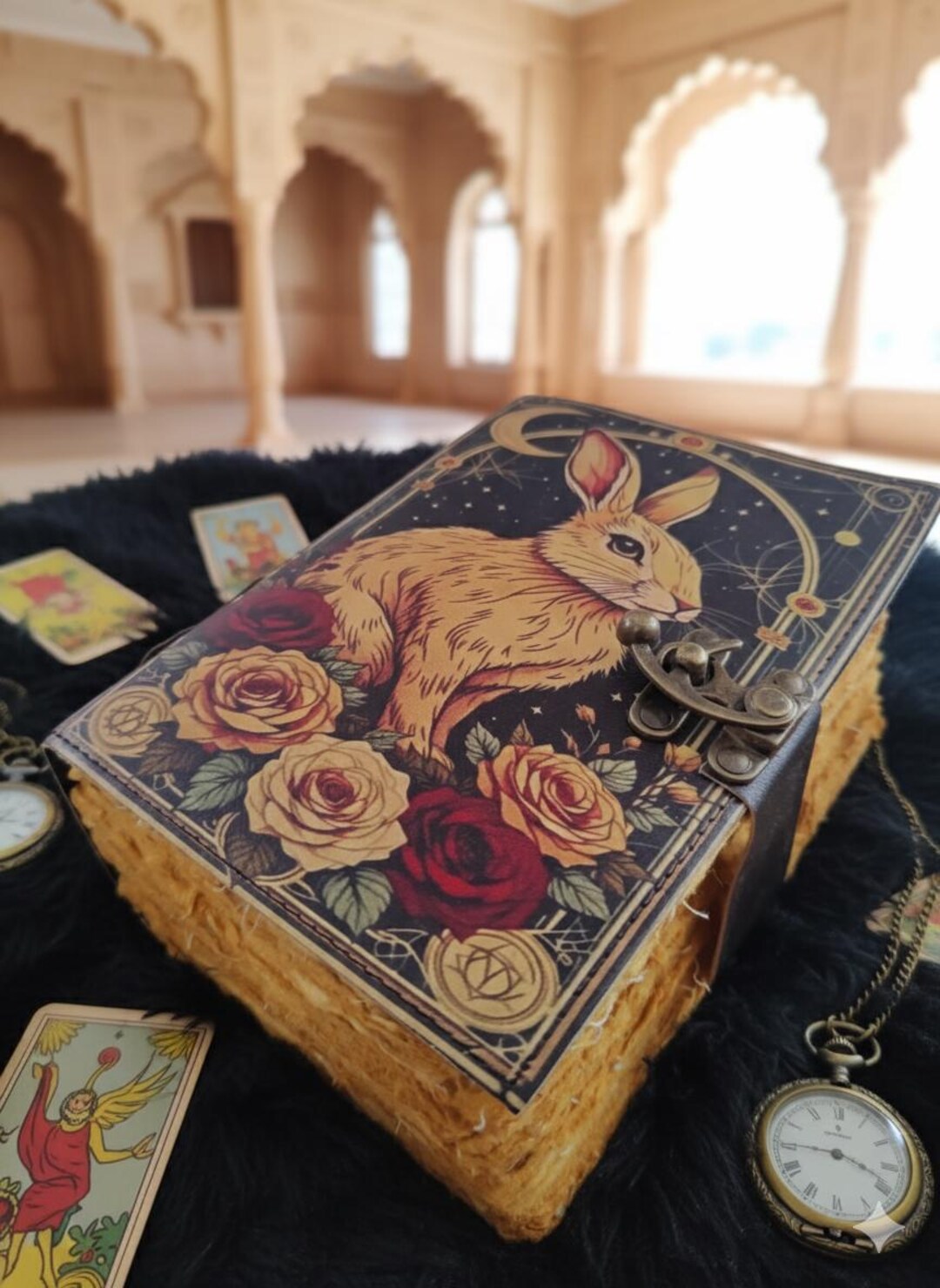 Royal Rabbits Book Rabbit Grimoire Leather Journal, Handmade Vintage Spell Book of Shadows ...
