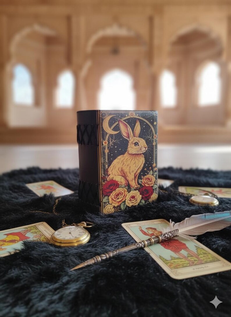 Royal Rabbits Book Rabbit Grimoire Leather Journal, Handmade Vintage Spell Book of Shadows ...
