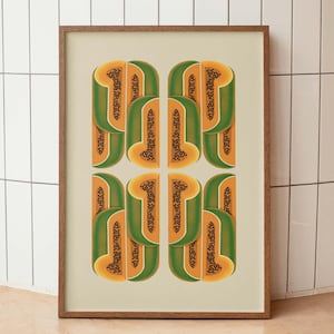 Papaya Poster | Kitchen Wall Art | Hand Drawn