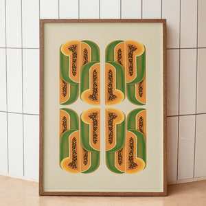 Papaya Poster | Kitchen Wall Art | Hand Drawn | Digital Prints