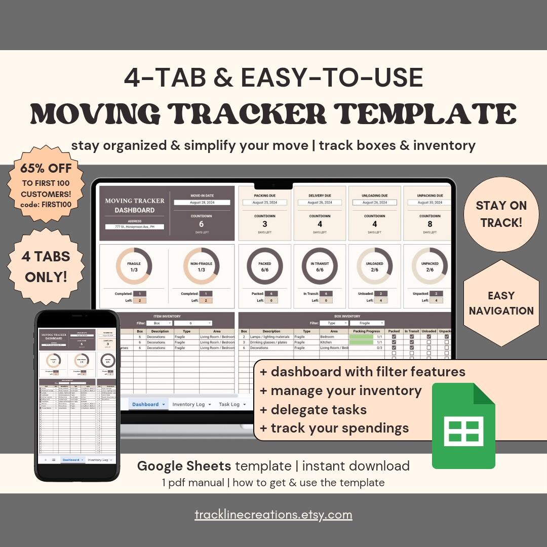 Minimalist Moving Checklist Moving Tracker Moving Planner Moving ...
