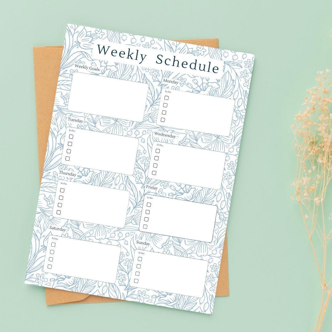 Weekly Schedule Template Instant Download - Etsy