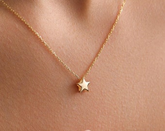 Big Star Necklace Puffed Star Pendant Oval Chain Stainless