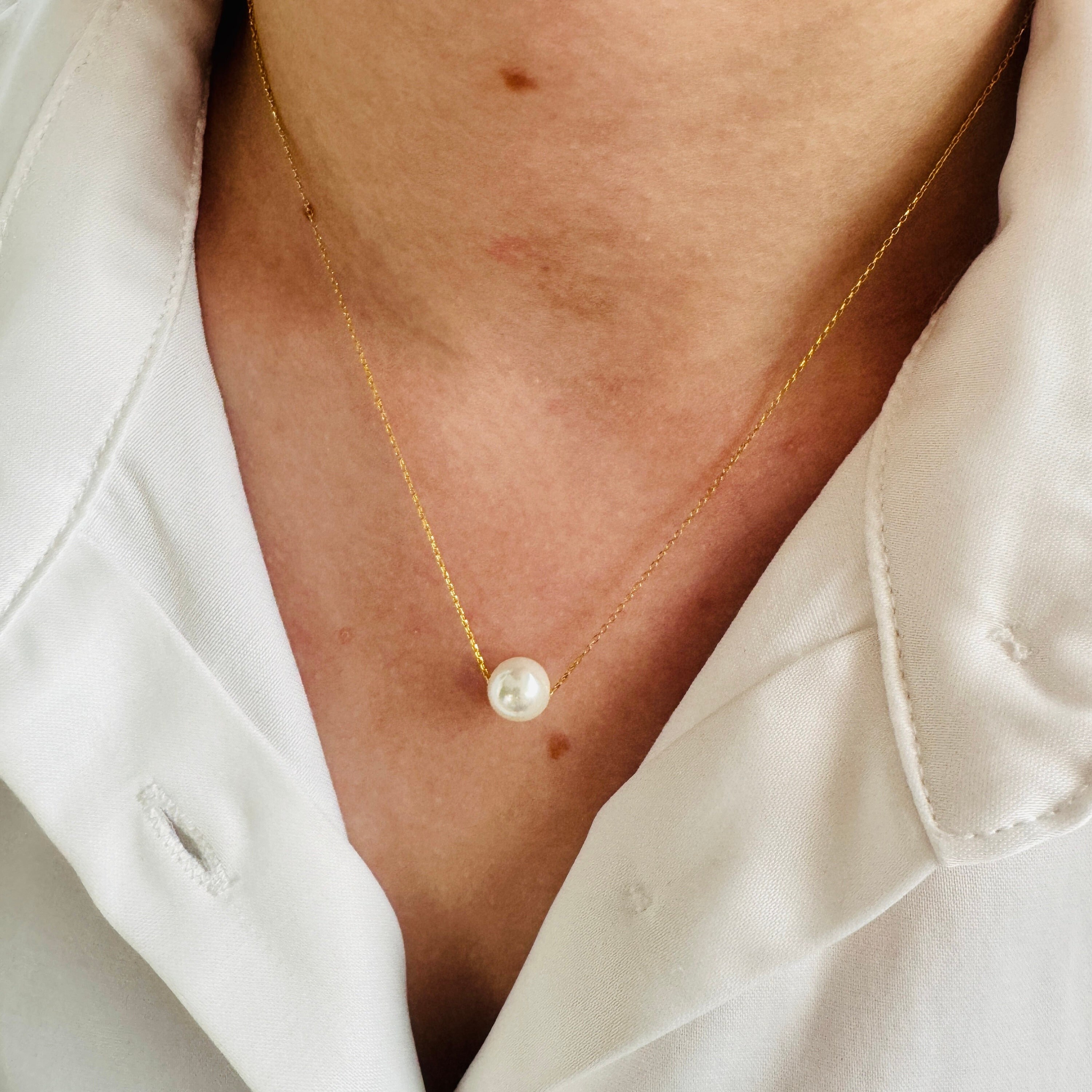 Single Pearl Choker - Single Freshwater Pearl Necklace