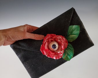 Surreal Night in the Rose Garden clutch purse