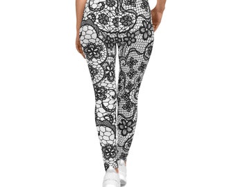 Lässige Damen-Leggings (AOP). Strumpfhosenmodell, das die Schönheit der Hüften zeigt. Das Outfit, das in der neuen Saison am besten zu Ihnen passt