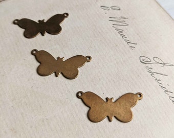 Brass Butterfly Connectors - 10 charms - moths - nature - 25mm