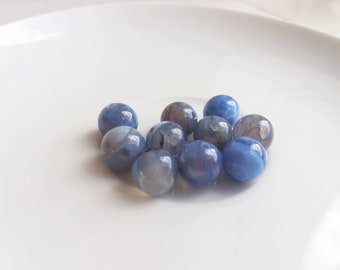 Blue Fire Agate globe beads -  natural gem beads - pale blue grey - 30 beads - 8mm