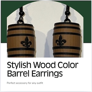 Bourbon Barrel Earrings, Whiskey, Oak, Louisville, Kentucky Derby, Horse Racing, Churchill Downs, Scotch, Rum, Stave, Buffalo Trace