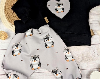 Ropa de bebé para niñas con motivo de pingüino / Moda bebé niñas / Pantalones anchos para niñas / Conjunto de ropa de bebé / Pantalones anchos para niñas / Ropa de bebé