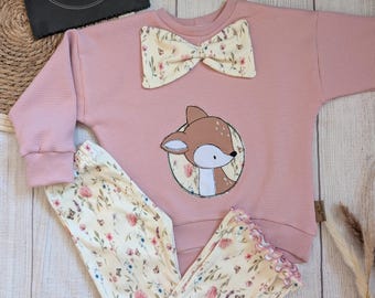 Schlaghosen Mädchen und Pullover im Set  / Mädchen Pullover mit bestickt  /  Mädchen Outfit