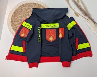 Feuerwehr Jacke Kind / Kinder  Jacke Feuerwehr personalisiert / Kapuzenpullover für Kinder / Kinder Sweatjacke Feuerwehr